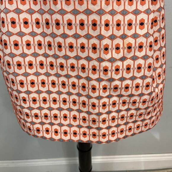 J. Crew Skirt size 4 Orange Black Brocade Above Knee A Line Pockets Cocktail - Picture 4 of 7